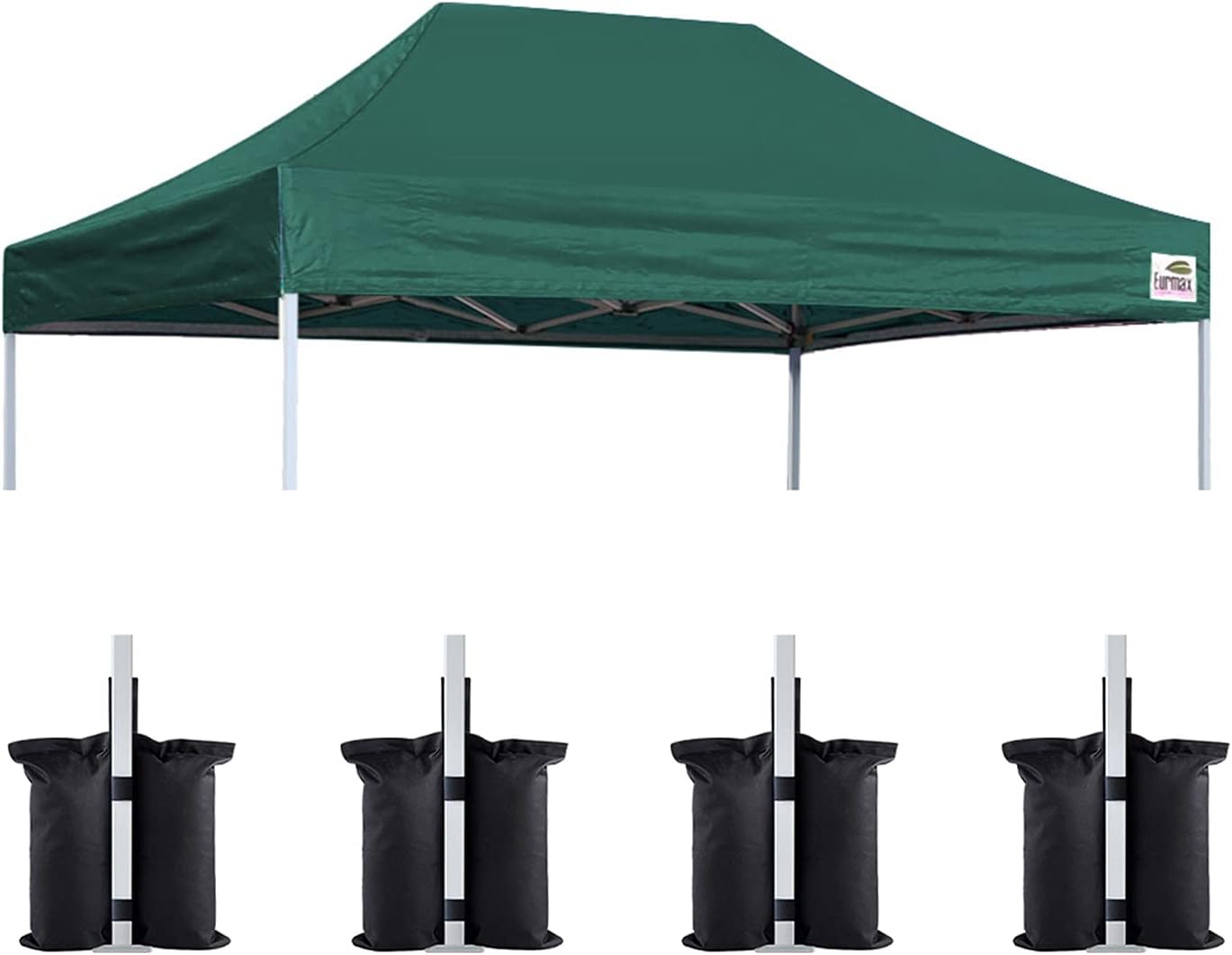 Eurmax 10x20 Pop Up Canopy Replacement Canopy Tent Top Cover, Instant Ez Canopy Top Cover ONLY, Choose 30 Colors,Bonus 4PC Pack Canopy Weight Bag (White)