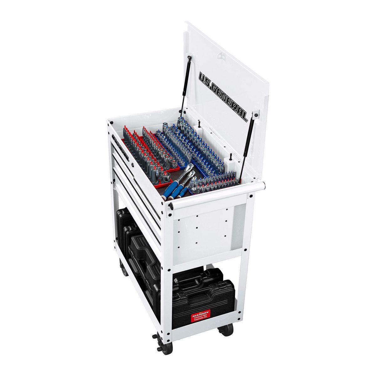 U.S. GENERAL 30 in., 4-Drawer Tech Cart, Red