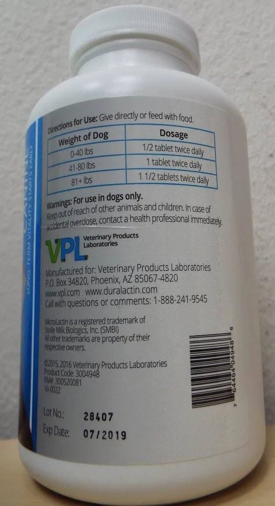 Duralactin Canine 180 Chewable Tablets