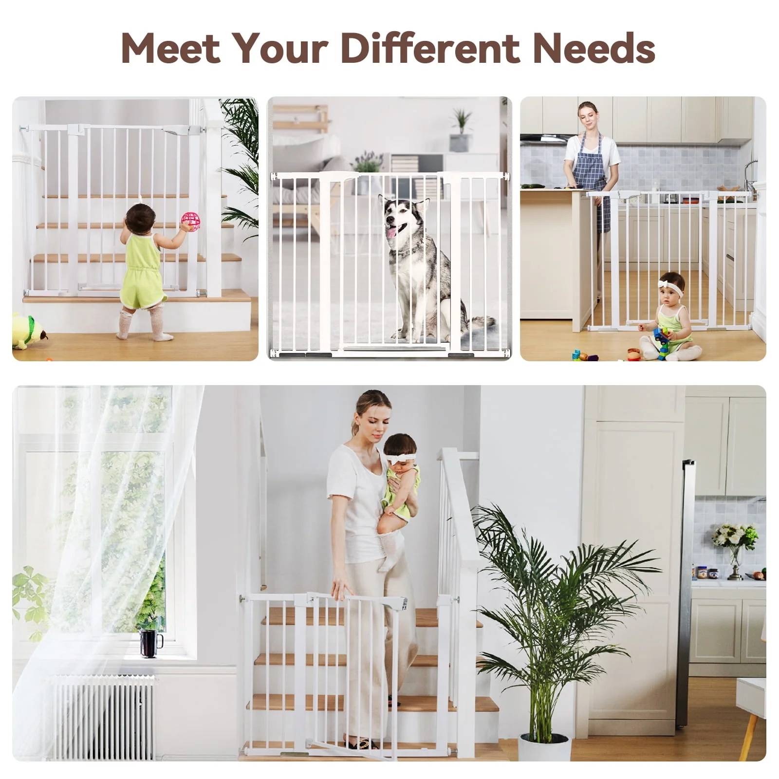 Baby Gate, 36'' Extra Tall 29.5-48.8'' Wide Toddler Gates for Doorway Stairs
