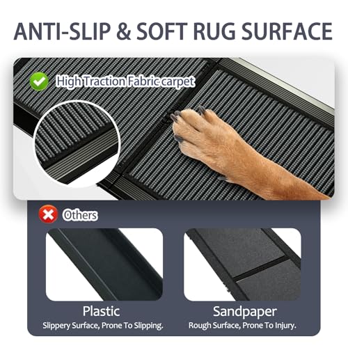 Dog Ramp for Car, 71" Extra Long & 17" Wide Pet Ramp, Portable Foldable Dog Car Ramp for Medium & Large Dogs, with Non-Slip Rug Surface, Up to 250LBS Enter a Car, SUV & Truck & Porch Steps (Large)