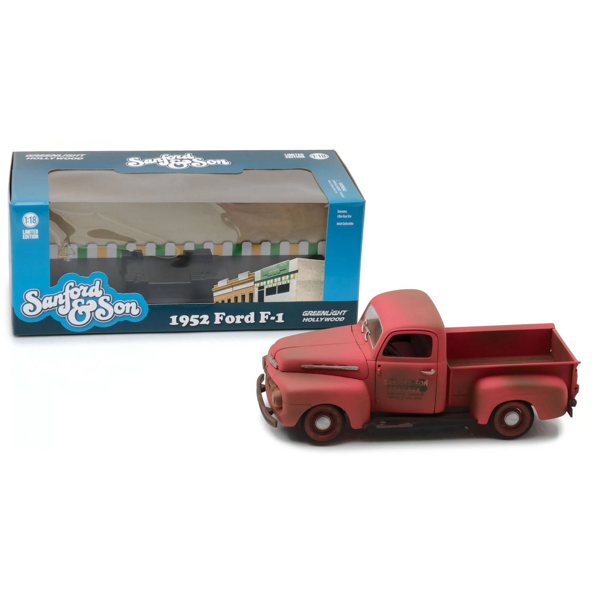 1952 Ford F-1 Pickup Truck Red Sanford u0026 Son (1972-1977) TV Series 1/18 Diecast Model Car by Greenlight