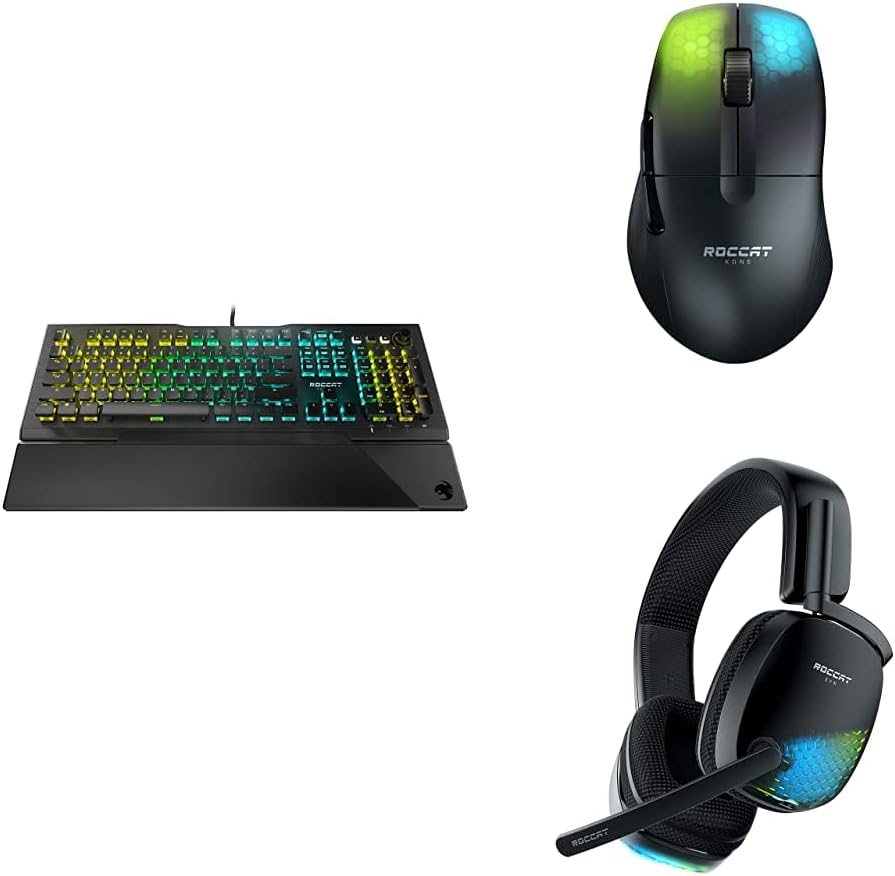 ROCCAT Vulcan TKL Pro PC Gaming Keyboard, Linear Optical Titan Switch, AIMO RGB Lighting, Tenkeyless Mechanical Feel Speed Keystroke, Low Profile Ergonomic Design for Wrist Rest Support, White