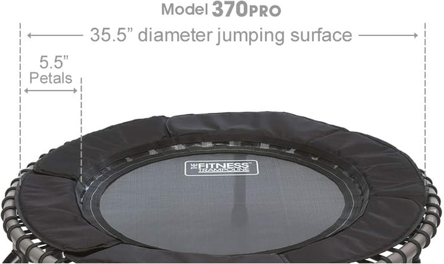 JumpSport PRO Professional Fitness Trampoline with Safe 39 Inch Bounce Surface, Stable Arched Legs, and Adjustable Tension Bungees, Black