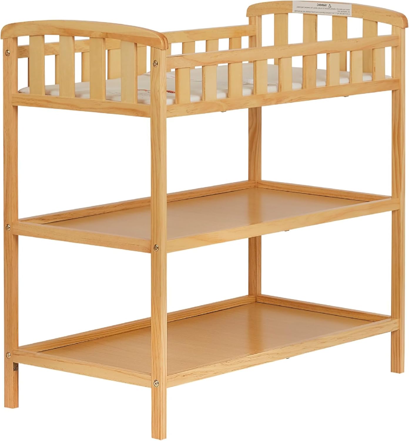 Synergy 5-in-1 Convertible Crib & Emily Changing Table with 1" Pad, 2 Shelves in Natural