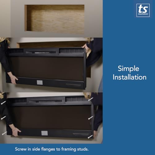 Touchstone Smart Electric Fireplace-The Sideline Fury 46 Inch Wide- 4.5 Inch Thin In Wall Recessed-100 Realistic Flame/Ember Bed Color Combos-Heater w/Thermostat-Larger Viewing Area-Alexa/WiFi Enabled