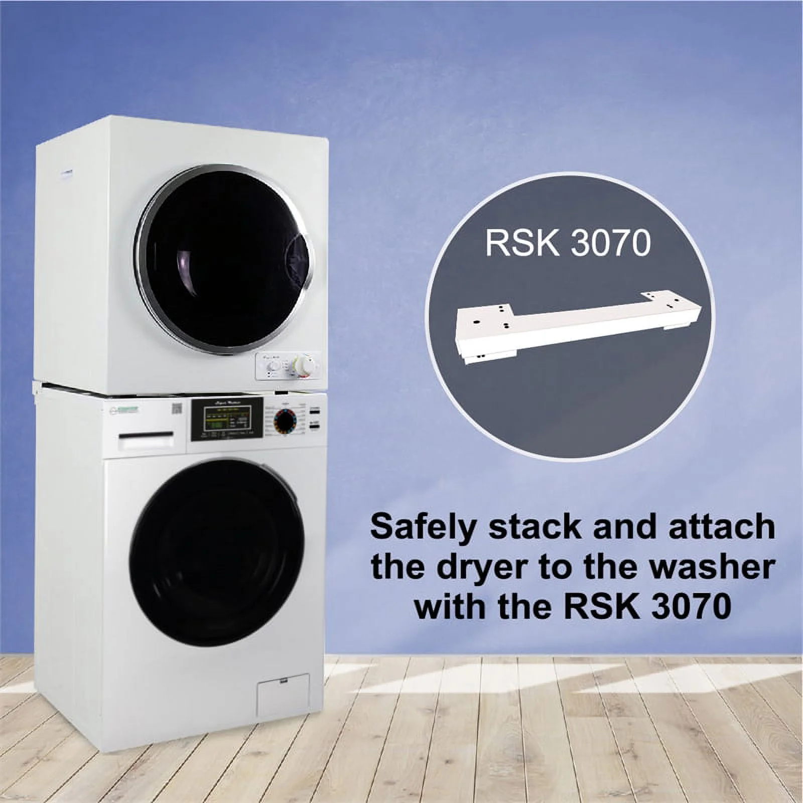 Space-saving Stackable Washer and Dryer set with Sanitize, Allergen, Quiet, Winterize and Short Dryer with Digital Cont.
