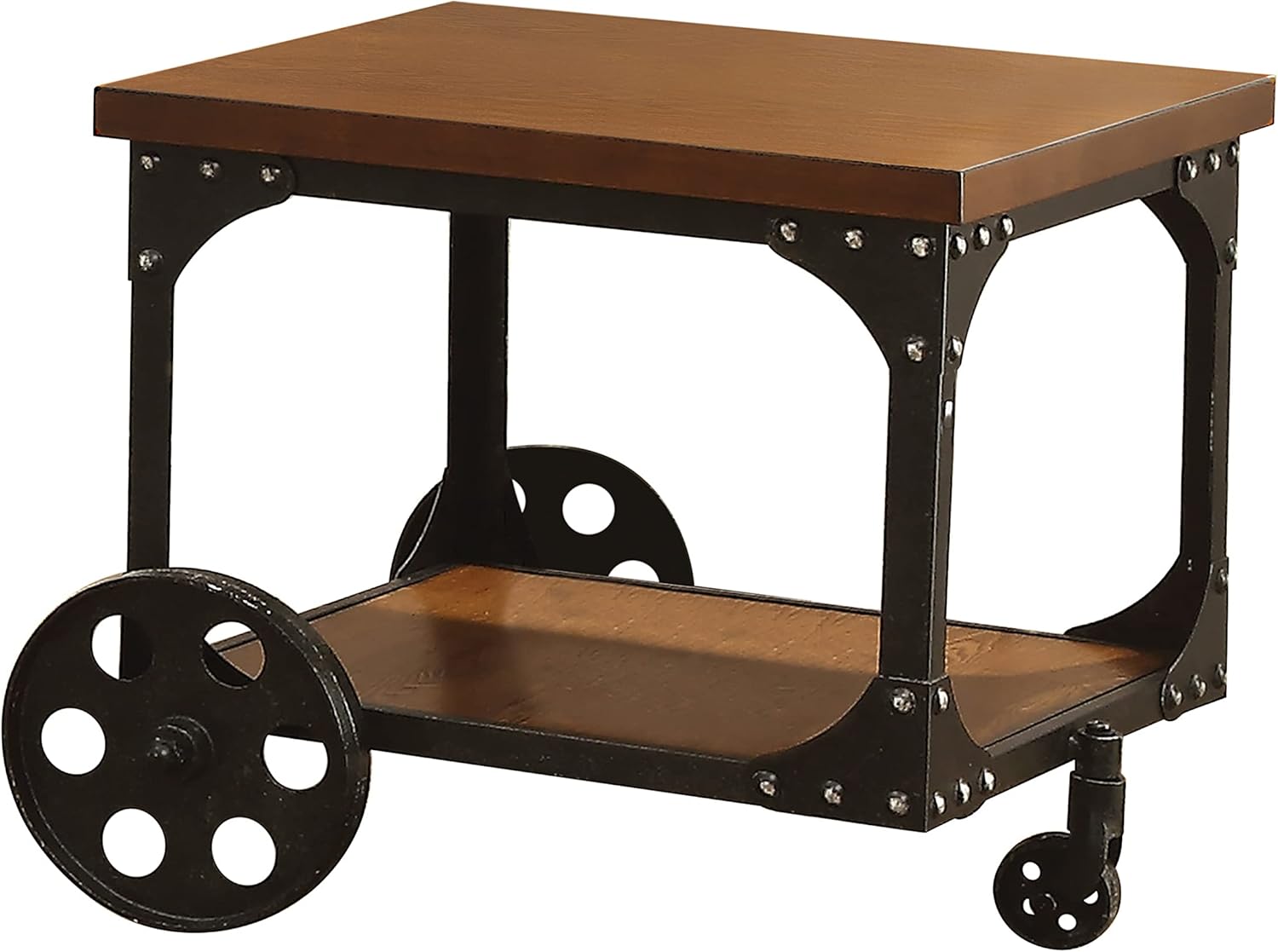 Coaster Home Furnishings End Table with Casters Rustic Brown