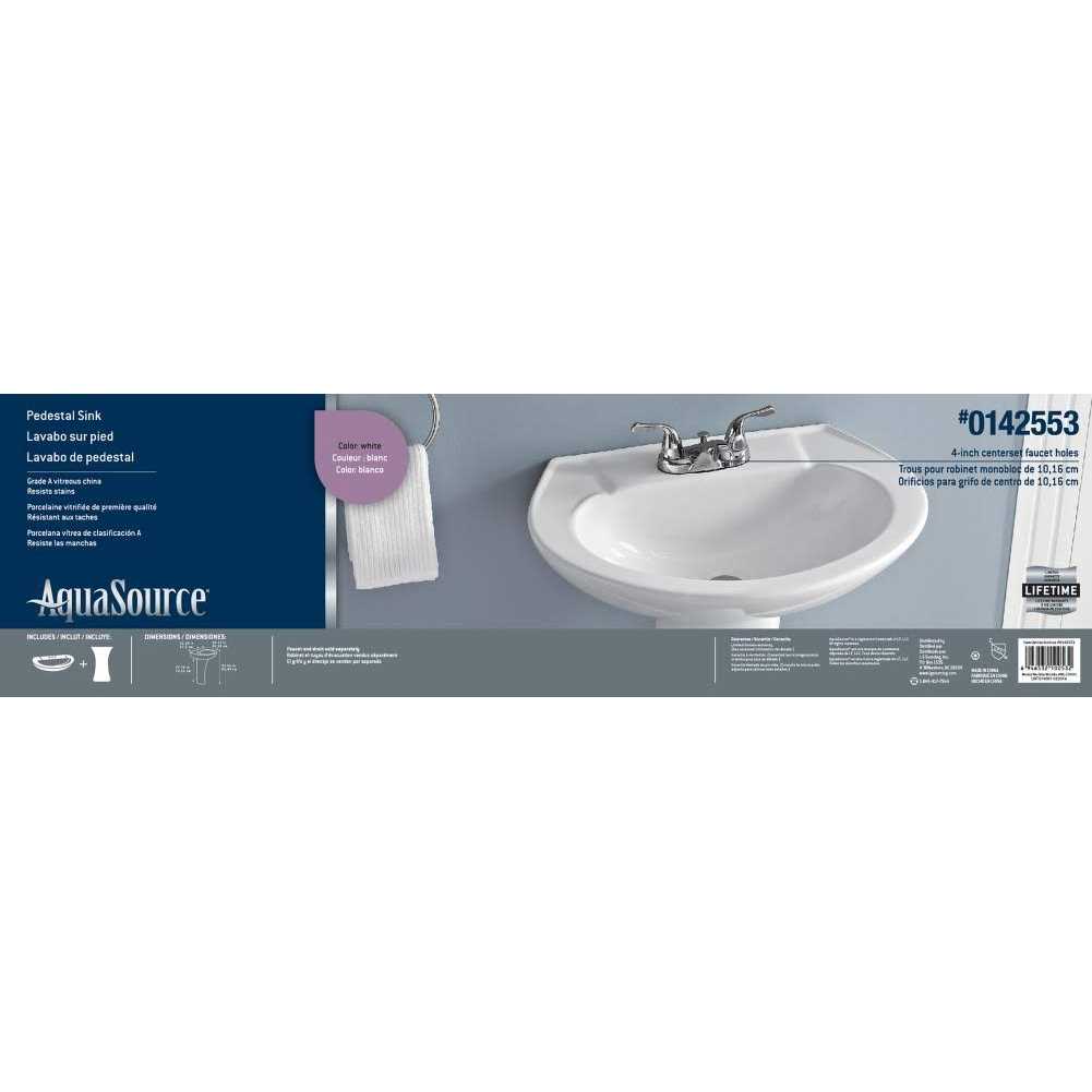 tosestores Aquasource 33.66-in H White Vitreous China Pedestal Sink Combo ML-20601 - Shop Hardware Tools Online Store