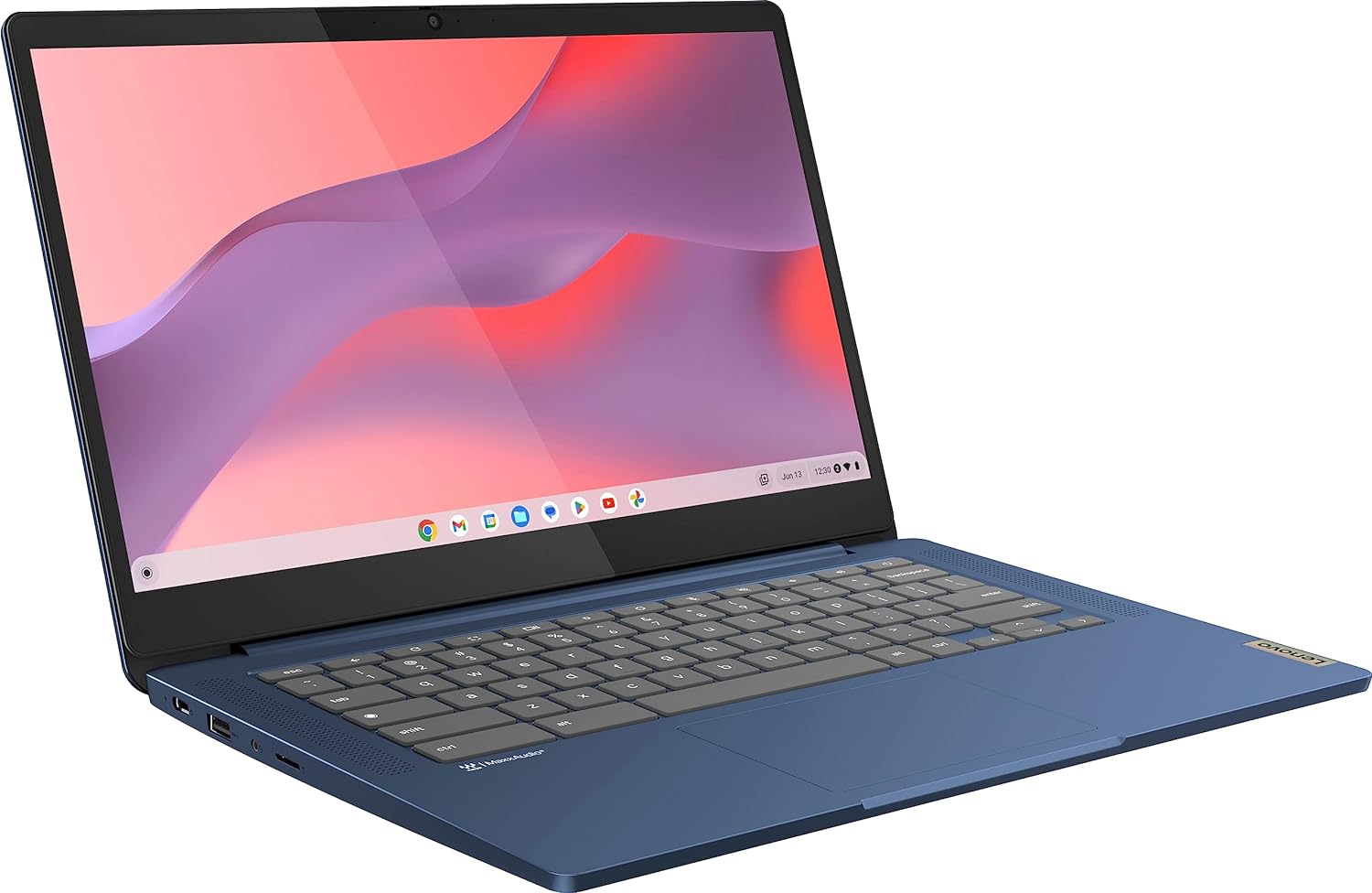 Lenovo 2023 Newest 14'' FHD Touchscreen Slim 3 Chromebook Laptop Business Student, 8-Core MediaTek Kompanio 520 Processor, 4GB RAM, 64GB eMMC, WiFi 6,Chrome OS+MarxsolCables, Abyss Blue