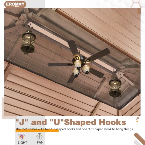 EROMMY 14'x20' Hardtop Gazebo Double Roof Galvanized Steel Canopy Outdoor Aluminum Frame Permanent Metal Pavilion with Netting and Curtains for Patio Backyard Deck and Lawns