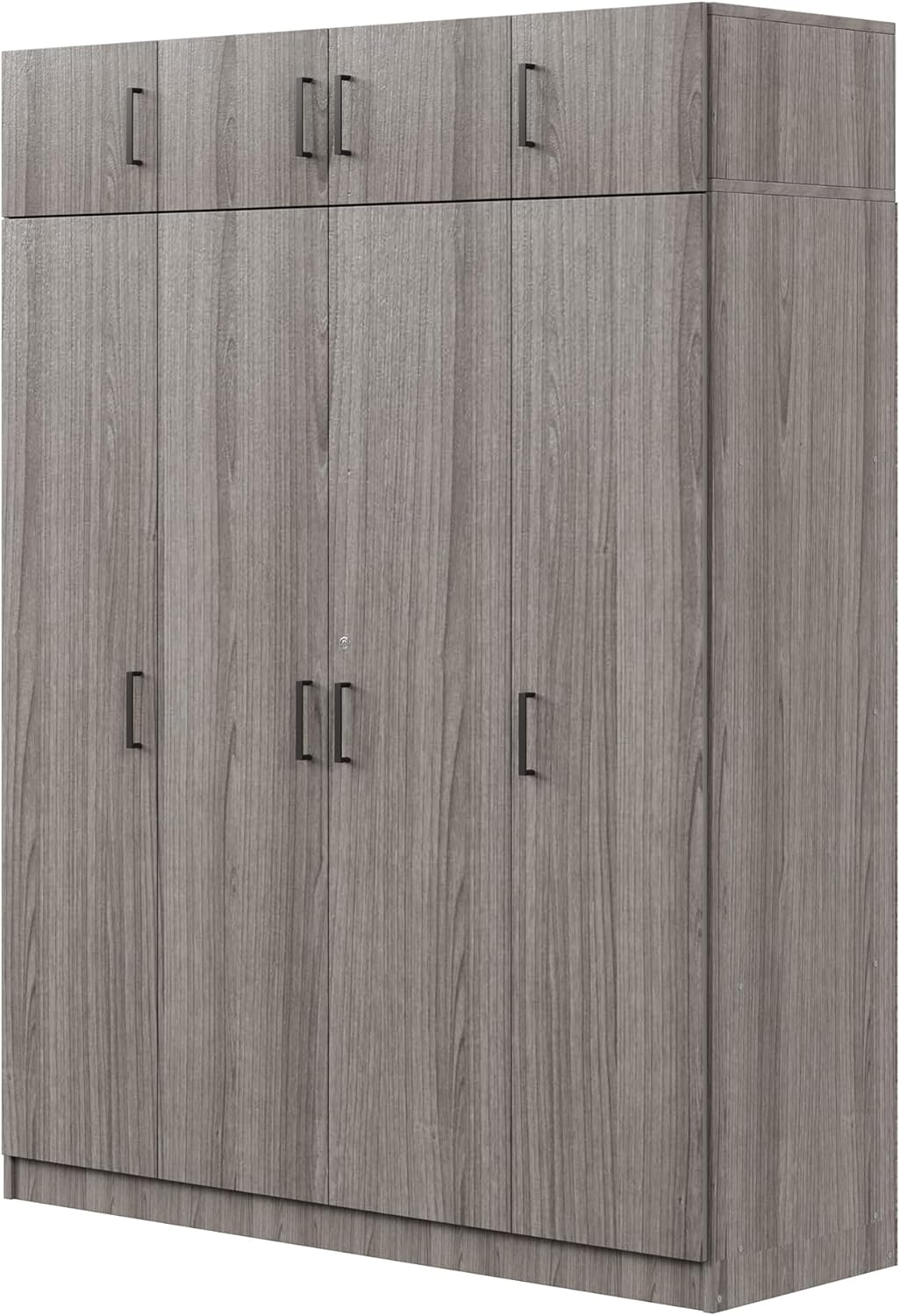 Modern Wardrobe with 4-Door and 1 Drawers, Wood High Cabinet Closet, 80.8" Tall Bedroom Armoires with Shelves, Hanging Rods and Top Cabinet for Bedroom Entryway (Gray-BB01)