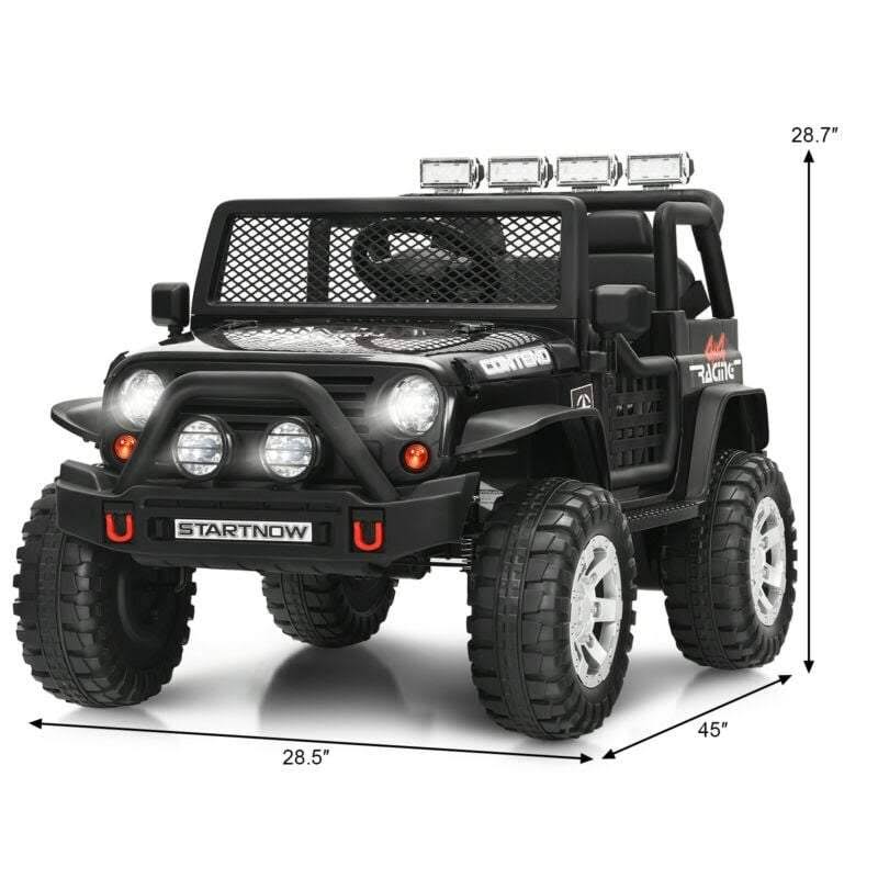 Costway 12V Kids Remote Control Electric Ride on Truck Car with Lights and Music -Pink