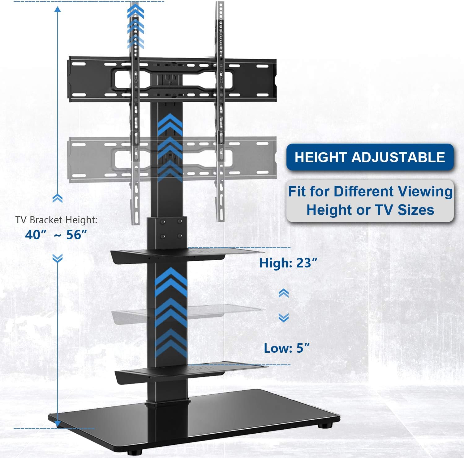 YOMT Floor TV Stand with Mount for Most 32-65 inch LCD,LED Flat or Curved Screens TVs,Universal Swivel Tall TV Stand Mount for Corner,Bedroom&Living Room,Small and Space Saving,Black
