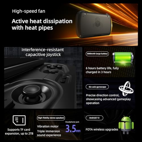 RG Slide Handheld Game Console RG Slide 4.7-inch LTPS In-Cell display 1280*960 Screen Retro Game Console 128G UFS2.2 Card Portable Arcade Video Gaming Console with Capacitive Joystick Black
