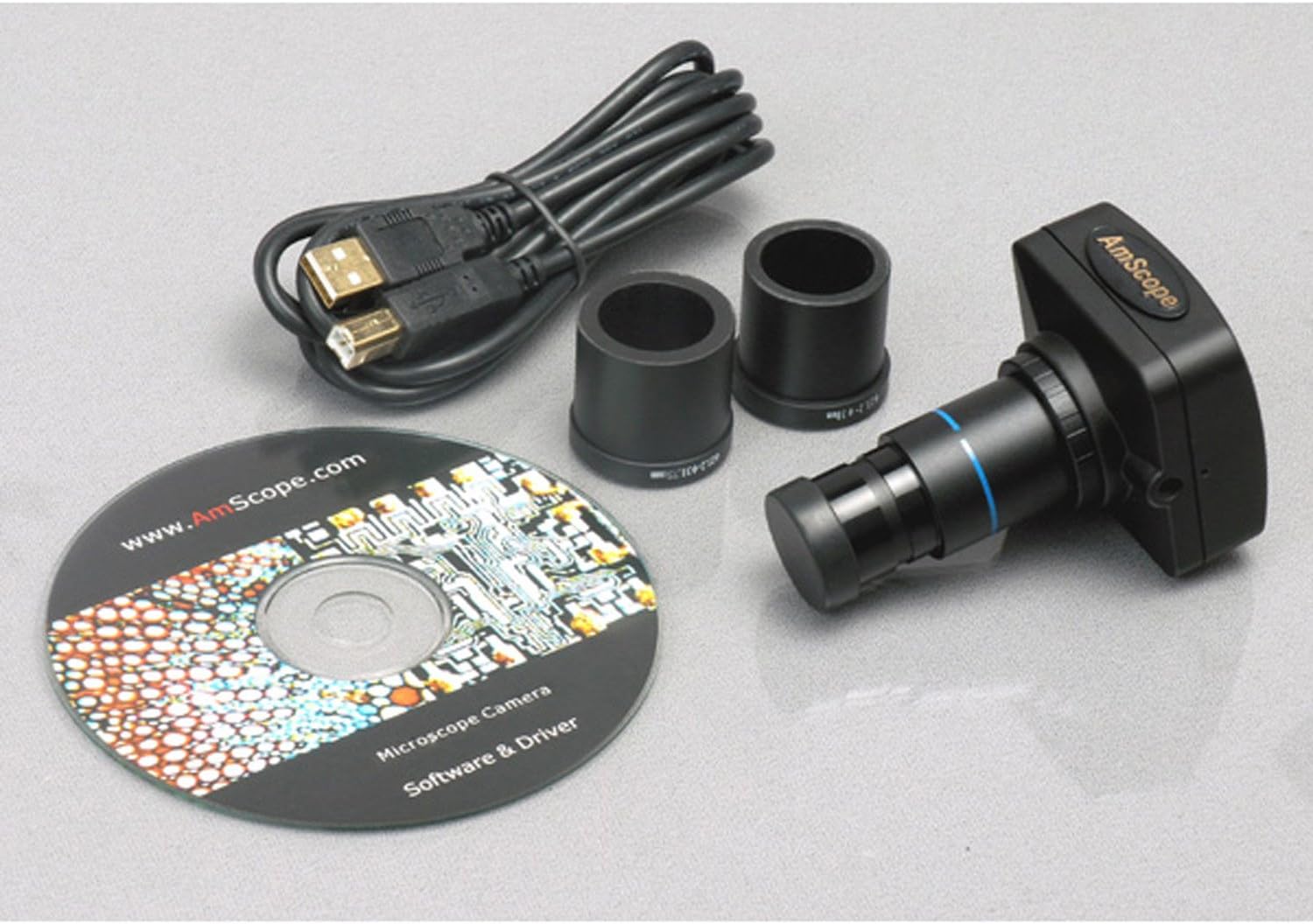 AmScope T690C-5M Digital Trinocular Compound Microscope, 40X-2500X Magnification, WH10x and WH25x Super-Widefield Eyepieces, Infinity Objectives, Brightfield, Kohler Condenser, Double-Layer Mechanical Stage, Includes 5MP Camera with Reduction Lens an