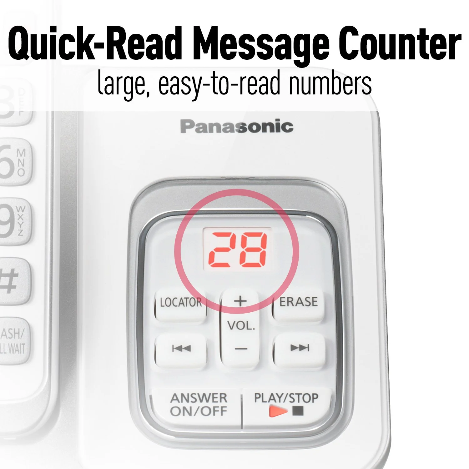 Panasonic Expandable Cordless Phone System with Answering Machine and Call Block - 3 Cordless Handsets - KX-TGD533W (White/Silver)