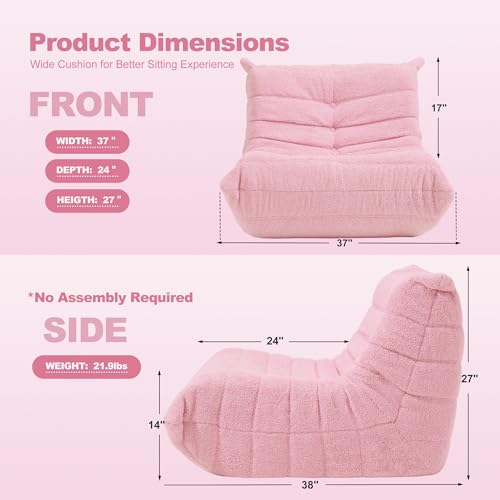 Bean Bag Chair Big Sofa Beanbag Chair for Adults Fireside Chair Bean Bag Lounger with Memory Foam Filled for Home,Apartment or Gaming Venue(Black Plush)