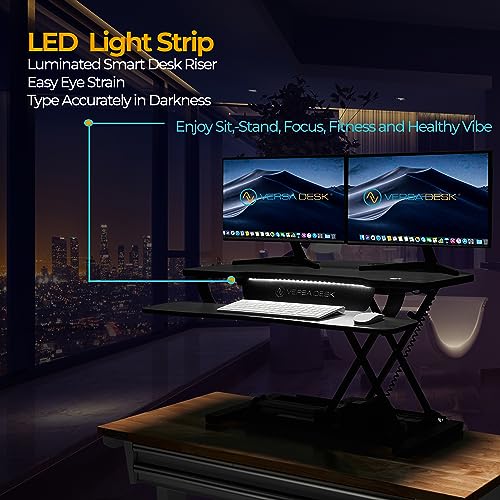 VERSADESK® PowerPro Elite 48” x 24” Standing Desk Converter | 48 Inch Electric Height Adjustable Sit to Stand Desk Riser w/Keyboard Tray & USB Hub - Ergonomic Workstation for Home & Office, Cherry