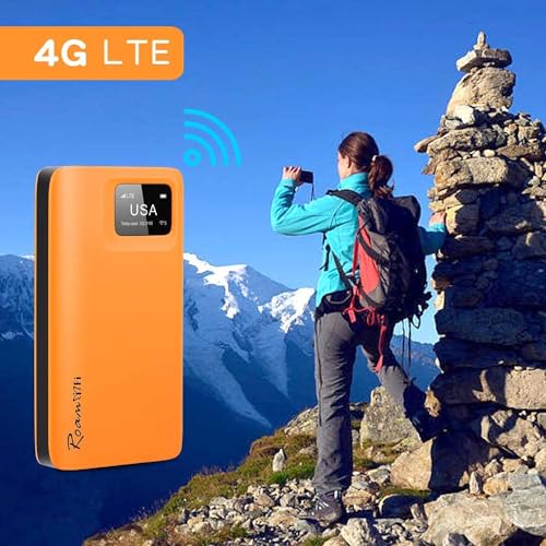 RoamWiFi 4G LTE Mobile Hotspot Router, Worldwide Portable High Speed Hotspot No SIM Card Needed,Pocket Hotspot for Travel in 160+ Countries