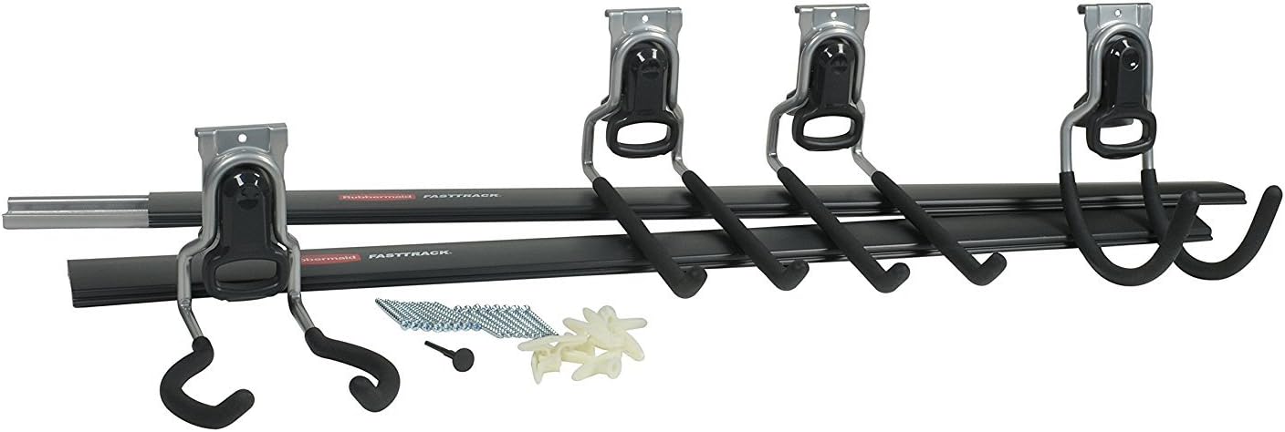 Rubbermaid FastTrack Garage Storage System Tool Hanging Kit, Garage Organization, Wall Mount Holder for Garden Lawn Tools Pack of 2