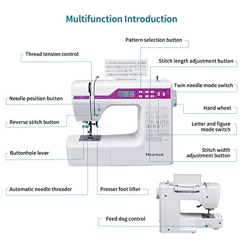 Heureux Sewing and Quilting Machine Computerized, 200 Built-in Stitches, LCD Display, Z6 Automatic Needle Threader, Twin Needle