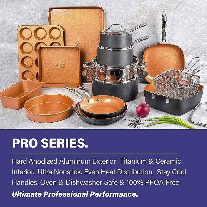 Gotham Steel Pro Hard-Anodized 20-Piece Cookware Set
