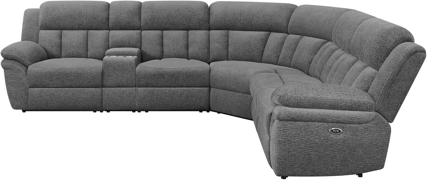 Coaster Home Furnishings Bahrain 6-Piece Upholstered Power Sectional Charcoal