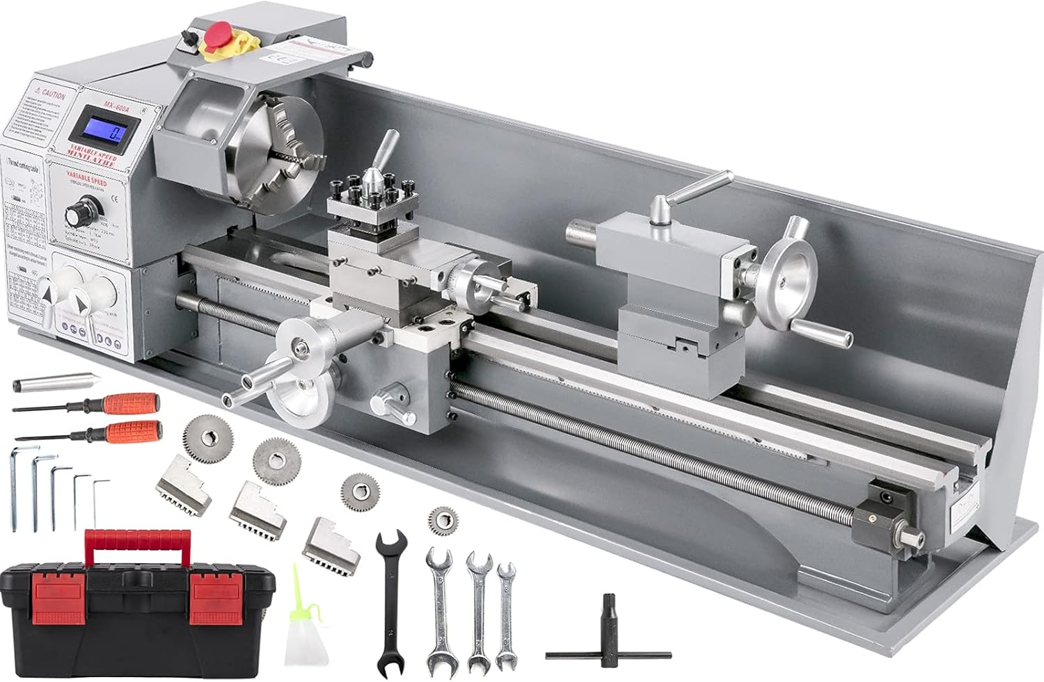 BestEquip Metal Lathe 8.7 x 23.6 Inch/220 x 600MM Mini Metal Lathe 1.1KW Infinitely Variable Speed Mini Lathe Machine LED Screen for Counter Face Turning Driling