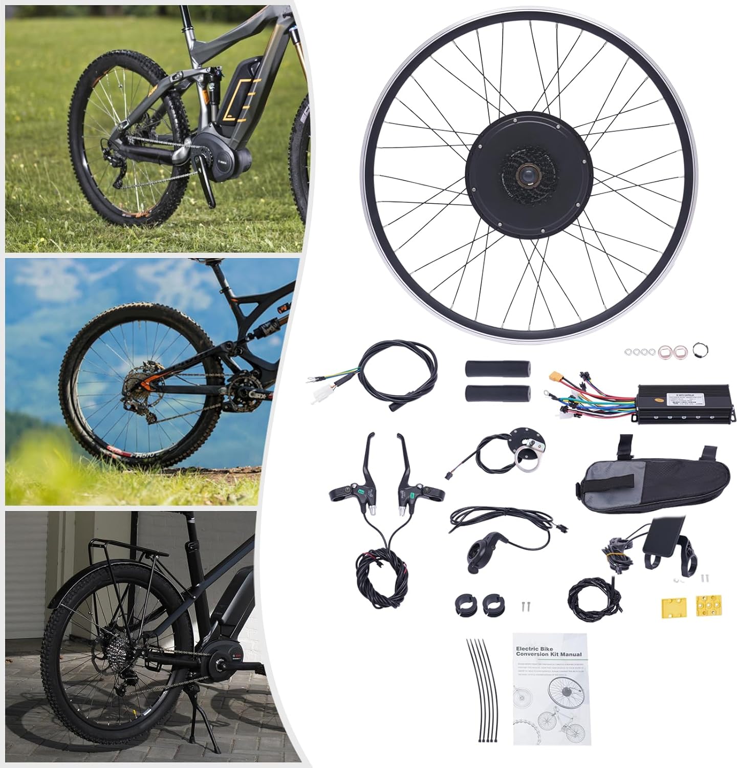 700C Electric Bicycle Front/Rear Wheel Motor,Powerful Ebike Hub Motor Kit,Bike Conversion Kit LCD 48V 1000W