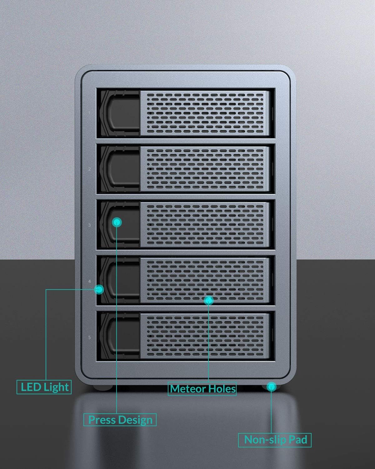 4 Bay Hard Drive Enclosure,Yottamaster Aluminum Alloy 2.5/3.5 USB3.0 to SATA3.0 External HDD SSD Storage Enclosure,Support 4 x 18 TB Capacity,Ideal for Enterprise-Class Storage Solution[FS4U3]