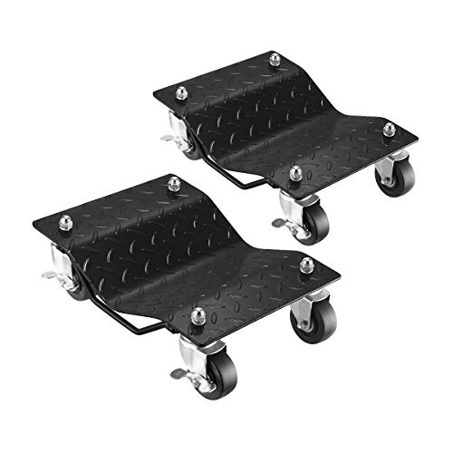 Car Dolly Set of 4 - Under Vehicle Tire Skates with Heavy-Duty Roller Wheel Casters - For Moving, Positioning Vehicles or Boats by Pentagon (Black)