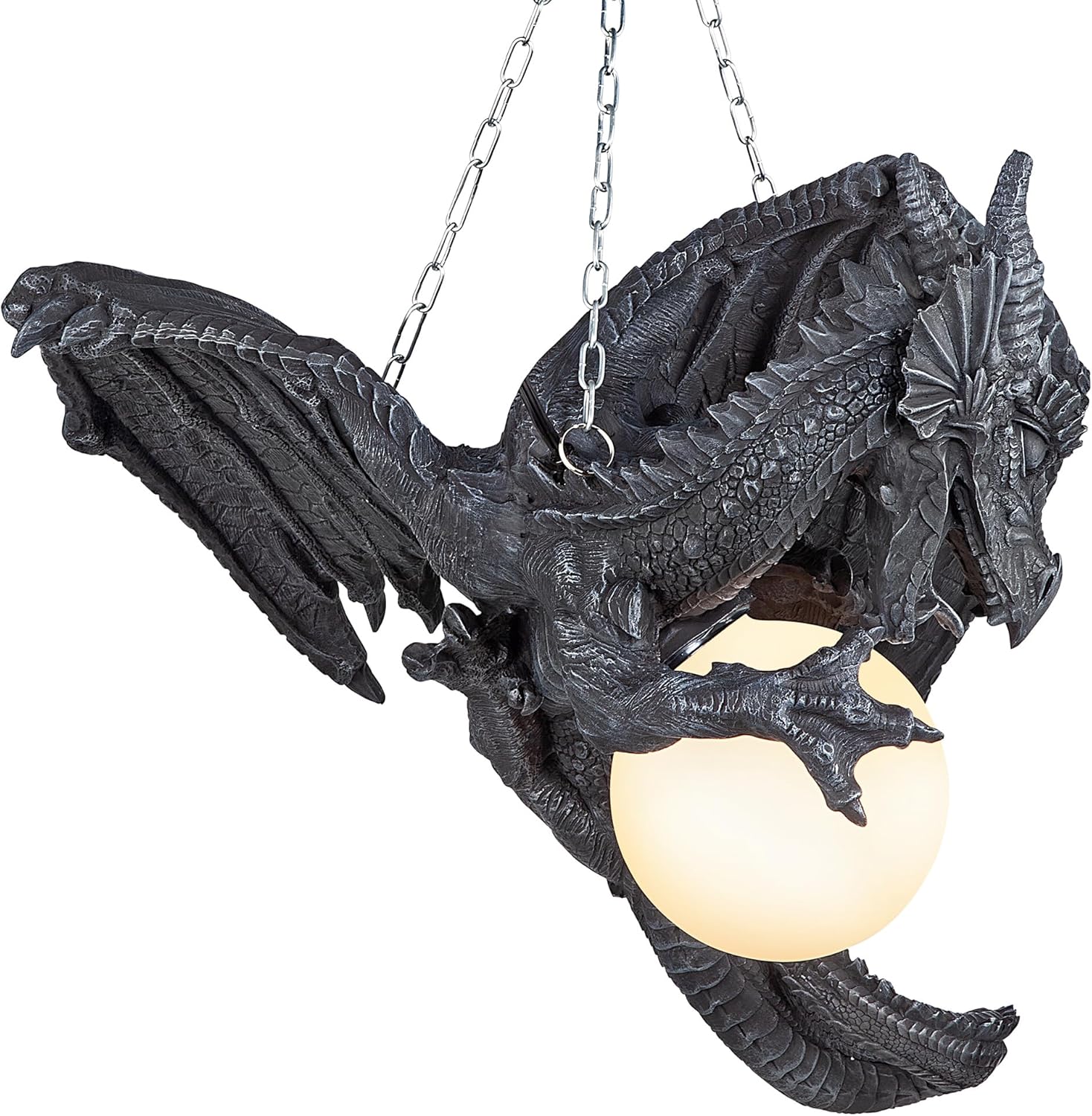 Design Toscano Nights Fury Dragon Gothic Decor Hanging Light Fixture, 21 Inch, Greystone