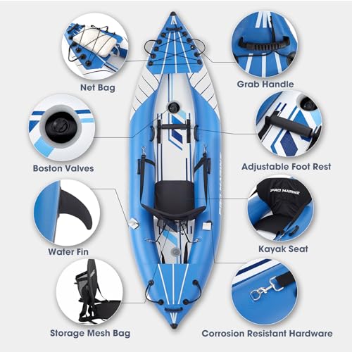 Inflatable Kayak Deluxe Oar Included, Blow up Touring Kayak Set,with adjustable Seat and Pump,Lightweight and Portable,paddles and bag