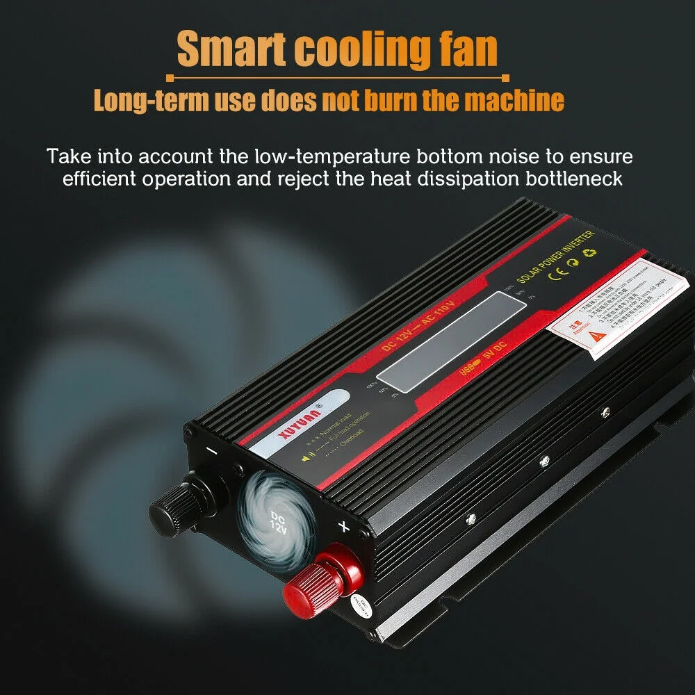 MDHAND 6000W Power Inverter DC 12V to 110V AC 2.4A 1 Smart USB Ports Adapter Car Cigarette Lighter Socket
