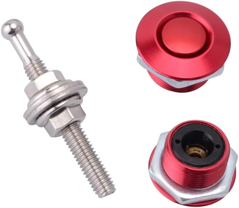 STETION Quick Latch Hood Pins Universal 2 Pack 2.44" Diameter Quick Release Latch Push Button Quick Release Hood Bonnet Pins Lock Clip Kit (2 Pack-Black) Pack of 2