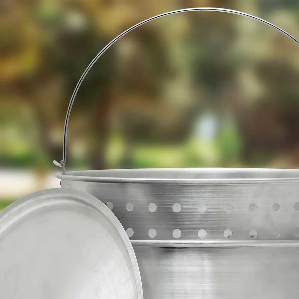 Nexgrill 120 Qt. Aluminum Stock Pot w/ Strainer Basket and Lid, Perfect for Seafood Boil, Crawfish, Outdoor Cooking