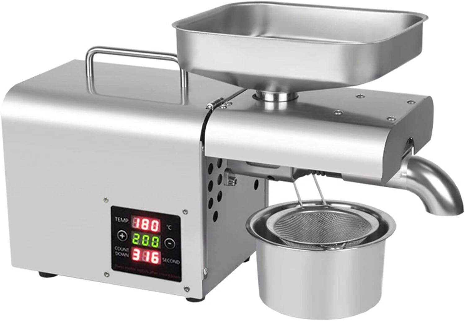 Oil Press Machine, 110V 610W Automatic Oil Extractor Stainless Steel Organic Oil with Temperature Control for Home & Commercial Use