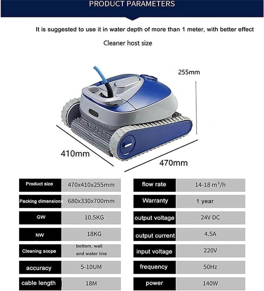 Automatic Robotic Pool Cleaner with Extra-Large Filter Basket and Intense Waterline Scrubbing Power, Ideal for In-ground Swimming Pools up to 50 Feet