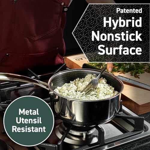 HexClad Hybrid Nonstick 6-Piece Pot Set with Trivets, 2, 3, and 8-Quart Pots with Tempered Glass Lids, 2 Silicone Trivets Included, Dishwasher Safe, Compatible with All Cooktops