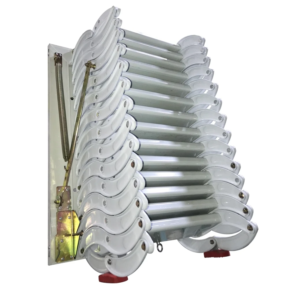 INTSUPERMAI Loft Wall Ladder Stairs Wall Mounted Attic Extension Folding Loft white 11.5ft Height 14 Steps