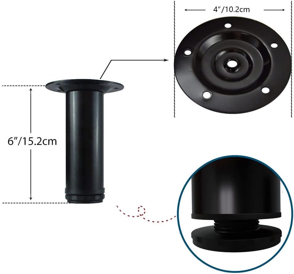 28 Inch Adjustable Table Legs, Black Legs for Desk, Sturdy Pipe Table Legs for Dining Table, Computer Table, ( Set of 4 )
