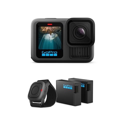 GoPro HERO13 Black Accessory Bundle - Includes The Handler, 2 Enduro Batteries, 2 Curved Adhesive Mounts, 64GB SanDisk MicroSD Card, and Carrying Case