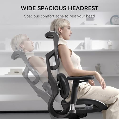 SIHOO Doro S300 Ergonomic Office Chair, Computer Chair, Gaming Chair with Dual Dynamic Lumbar Support, 6D Coordinated Armrests, Adjustable Rolling Chair (White Italian Velvet Mesh)