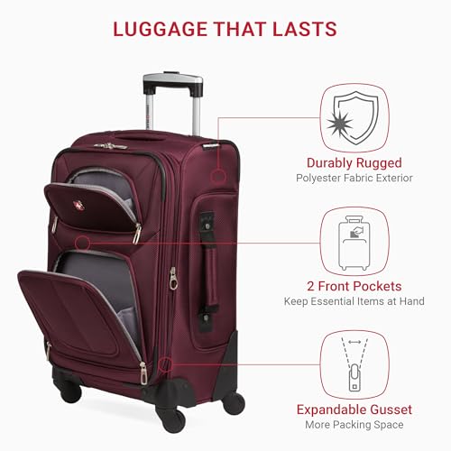 SwissGear Sion Softside Expandable Luggage, Black, Checked-Large 29-Inch