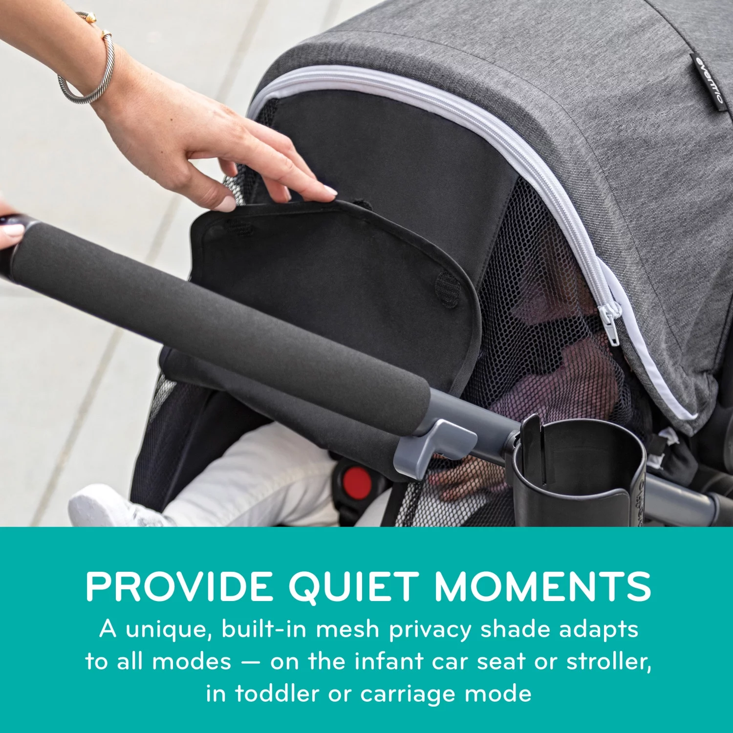 Evenflo Pivot Vizor Travel System with LiteMax Infant Car Seat (Chasse Black), Unisex
