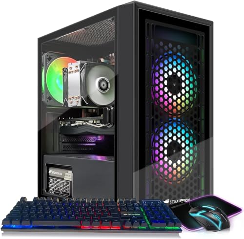 STGAubron Gaming PC Desktop Computer, Intel Core I7 up to 3.9 GHz, Radeon RX 580 8G, 16G RAM, 512G SSD, WiFi, Bluetooth 5.0, RGB Fan x6, RGB BT Sound Bar, Windows 10 Home