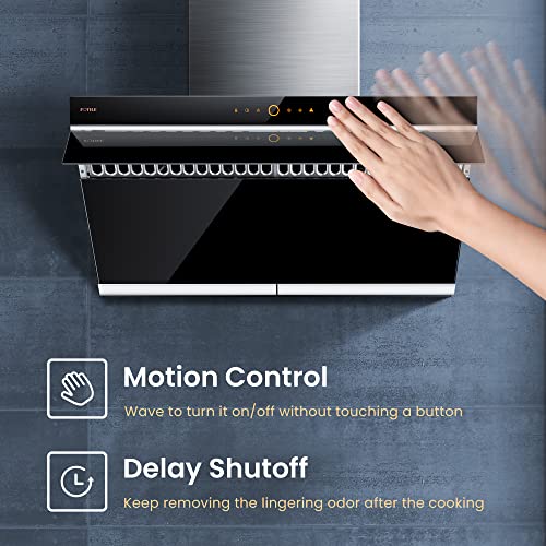 FOTILE 30" Under-Cabinet or Wall-Mount Range Hood | Dual DC-Motor | Slant Vent Design | Hands Free On and Off | Touchscreen with 4 Speed Level | Modern Kitchen