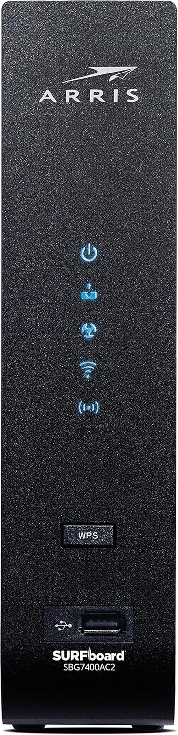 ARRIS SURFboard SBG7400AC2 DOCSIS 3.0 Cable Modem & AC2350 Dual-Band Wi-Fi Router, Approved for Cox, Spectrum, Xfinity & others (black), Max Download Speed: 1000 Mbps