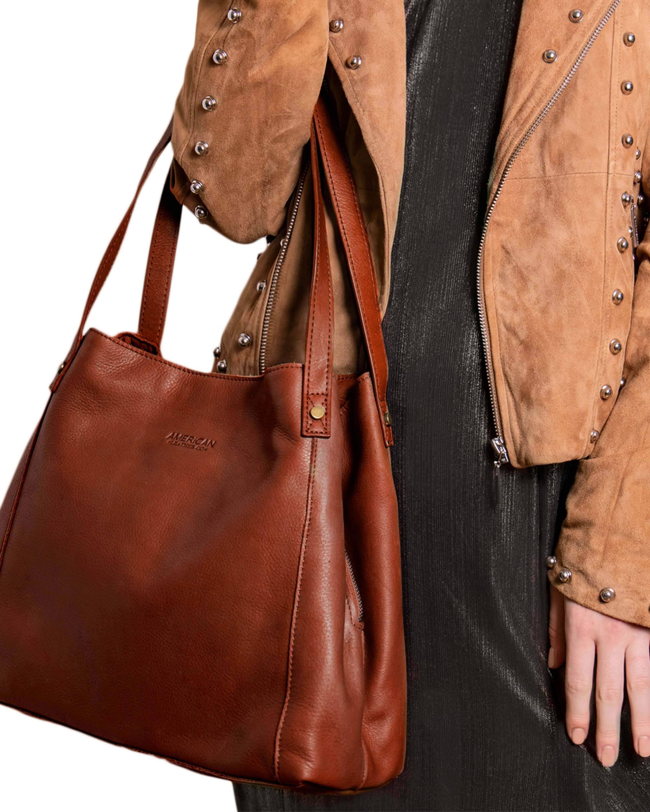American Leather Co. Liberty Shopper Cafe Latte Tooled